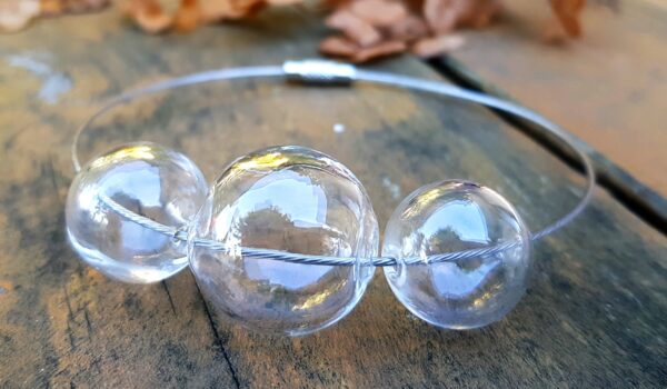 Clear glass bubble loop necklace, bracelet and earrings set - Image 2