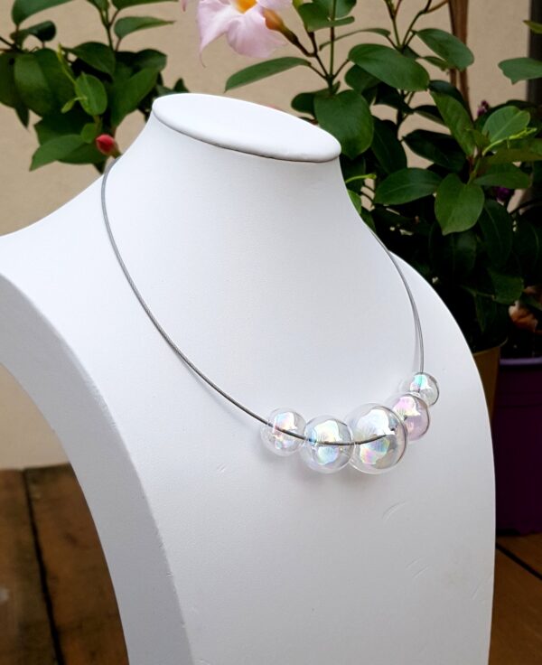 Rainbow glass bubble loop necklace, bracelet and earrings set - Image 3