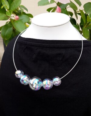 Rainbow glass bubble loop necklace, bracelet and earrings set