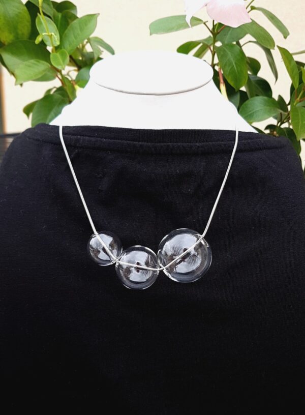 Clear glass bubbles on silver snake chain necklace, bracelet and earrings set - Image 3
