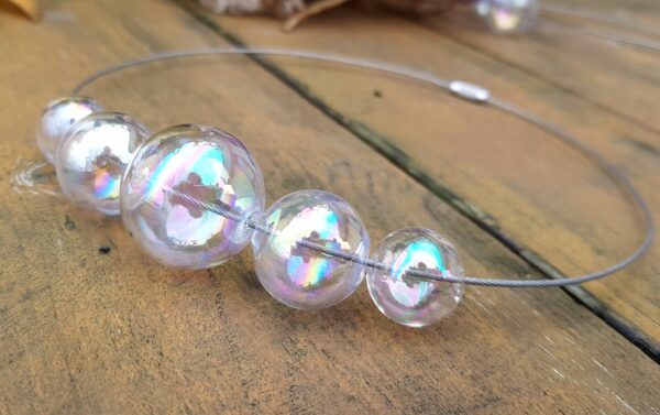 Rainbow glass bubble loop necklace, bracelet and earrings set - Image 5