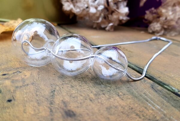 Clear glass bubbles on silver snake chain necklace, bracelet and earrings set - Image 7