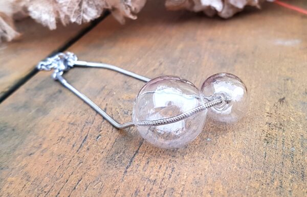 Clear glass bubbles on silver snake chain necklace, bracelet and earrings set - Image 8