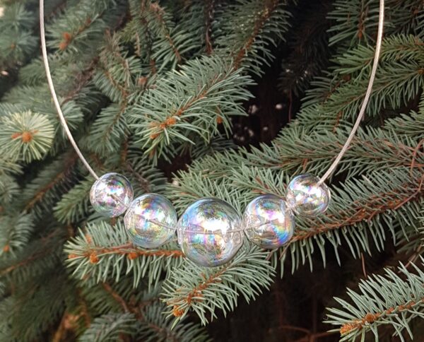 Rainbow glass bubble loop necklace, bracelet and earrings set - Image 8