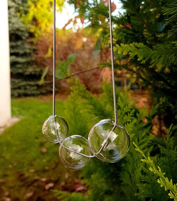 Clear glass bubbles on silver snake chain necklace, bracelet and earrings set - Image 10