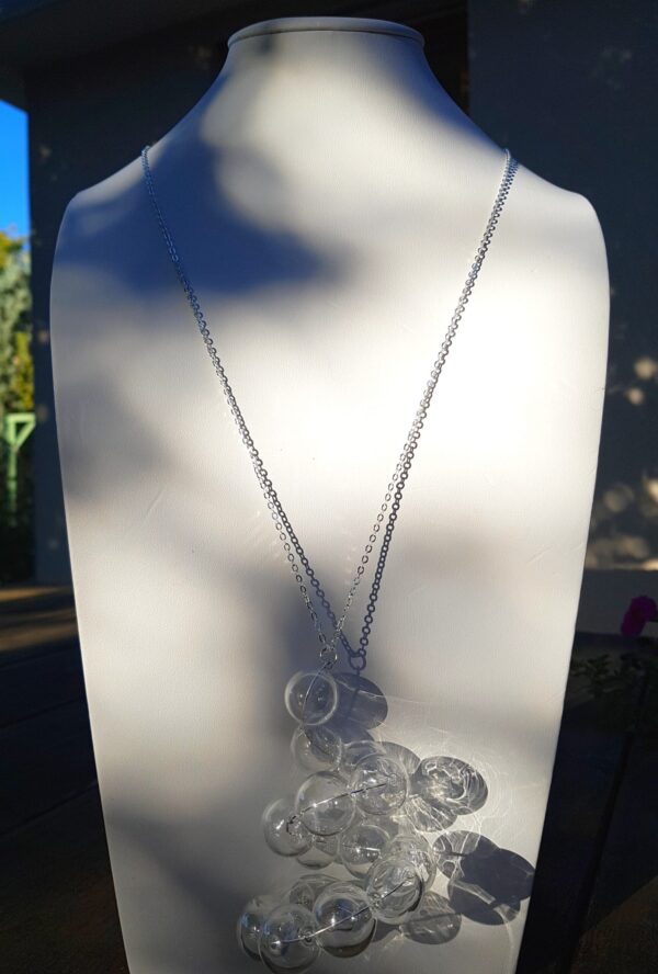 Clear glass bubble spiral-shaped necklace and earrings set - Image 5