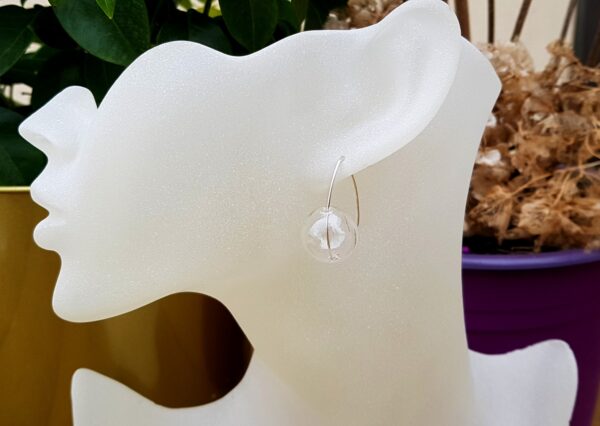 Clear glass bubbles on silver snake chain necklace, bracelet and earrings set - Image 11