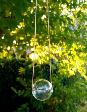 Rosé gold snake chain with clear glass bubble necklace and earrings set