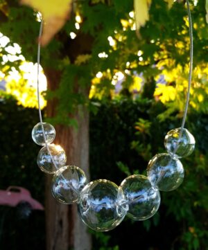 Clear glass bubble loop necklace, bracelet and earrings set