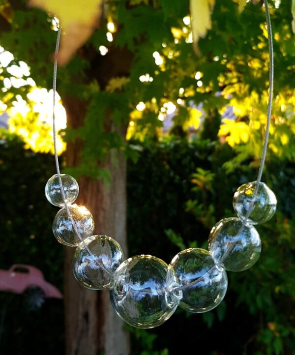 Clear glass bubble loop necklace, bracelet and earrings set