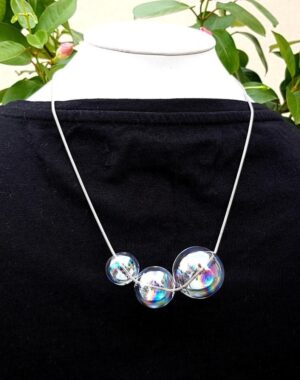 Set of 3: Rainbow glass bubble necklace, bracelet and earrings set, rainbow hollow beads on silver chain, designer minimalist jewelry
            

                    
            
                        
            
                        


                
                    EUR 50.00