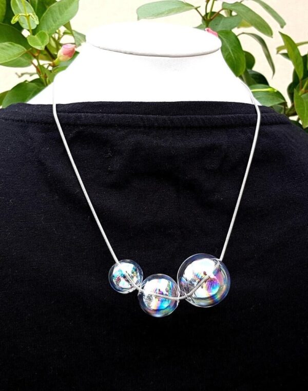 Set of 3: Rainbow glass bubble necklace, bracelet and earrings set, rainbow hollow beads on silver chain, designer minimalist jewelry
            

                    
            
                        
            
                        


                
                    EUR 50.00