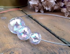Rainbow glass bubble loop necklace, bracelet and earrings set