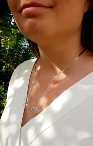 Clear glass bubble necklace and earrings set