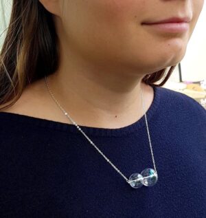 Rainbow glass bubble necklace and earrings set