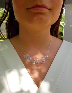 Rainbow glass bubble necklace and earrings set