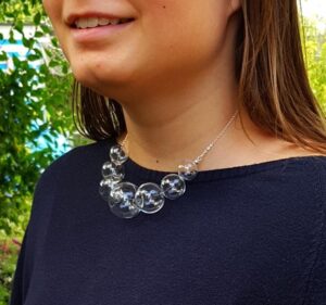 Clear glass bubble necklace and earrings set