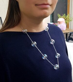 Rainbow glass bubble necklace and earrings set