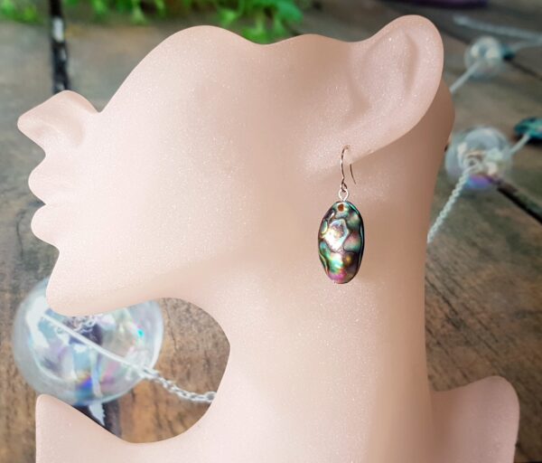 Clear glass bubble and abalone shell open choker and earrings set - Image 9