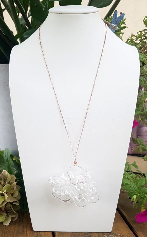 Clear glass bubble cloud necklace and earrings set - Image 6