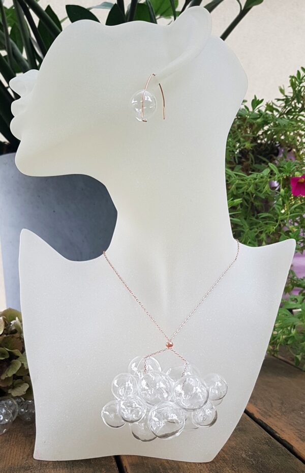 Clear glass bubble cloud necklace and earrings set - Image 7