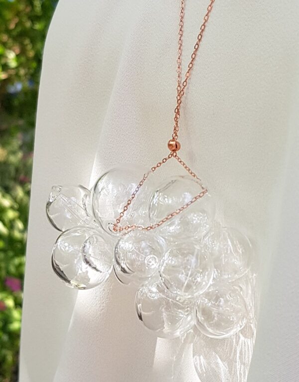 Clear glass bubble cloud necklace and earrings set