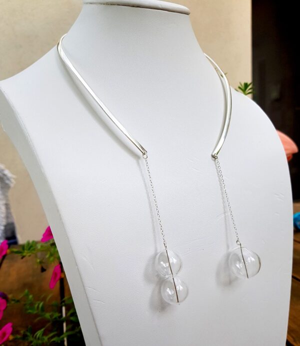Clear glass bubble necklace and earrings set - Image 3